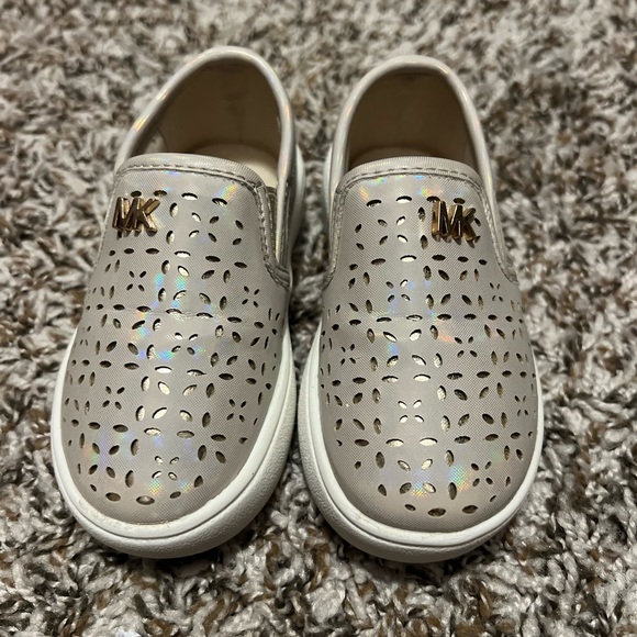 Michael Kors Kids' Gold and Cream Slip-On Sneakers - Picture 1 of 4